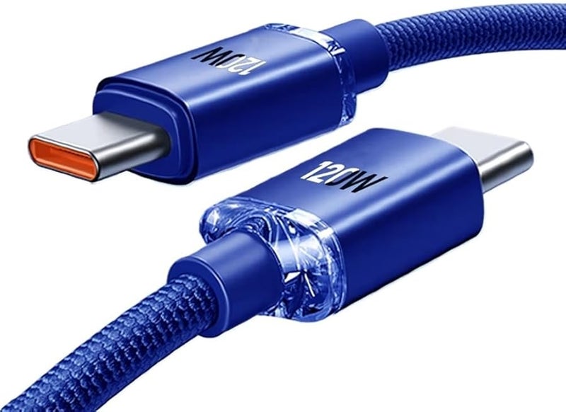 كابل USB C 120 واط 6 أمبير سريع الشحن كابل بيانات 1 متر لون بنفسجي للنوع C - Image 2